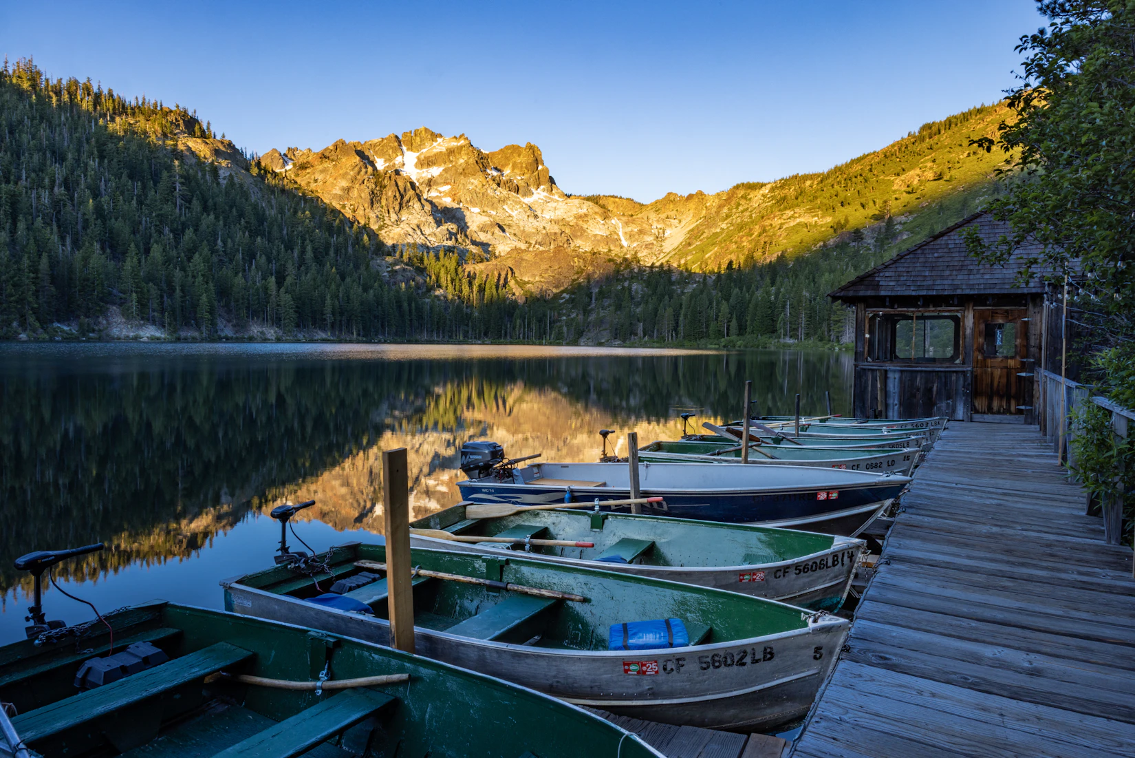 Traditional fishing boat on a lake