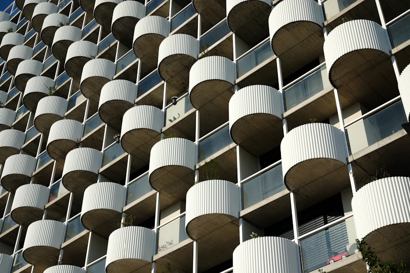 Residential building façade and balconies