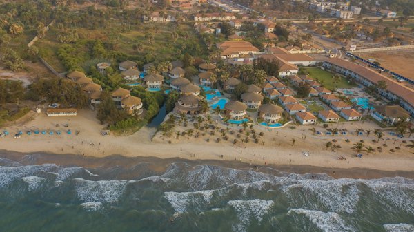 Hotels along the coast from the air — The Gambia, The Gambia