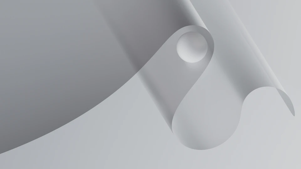 Two white lines with a small white ball suspended in mid-air against gray background