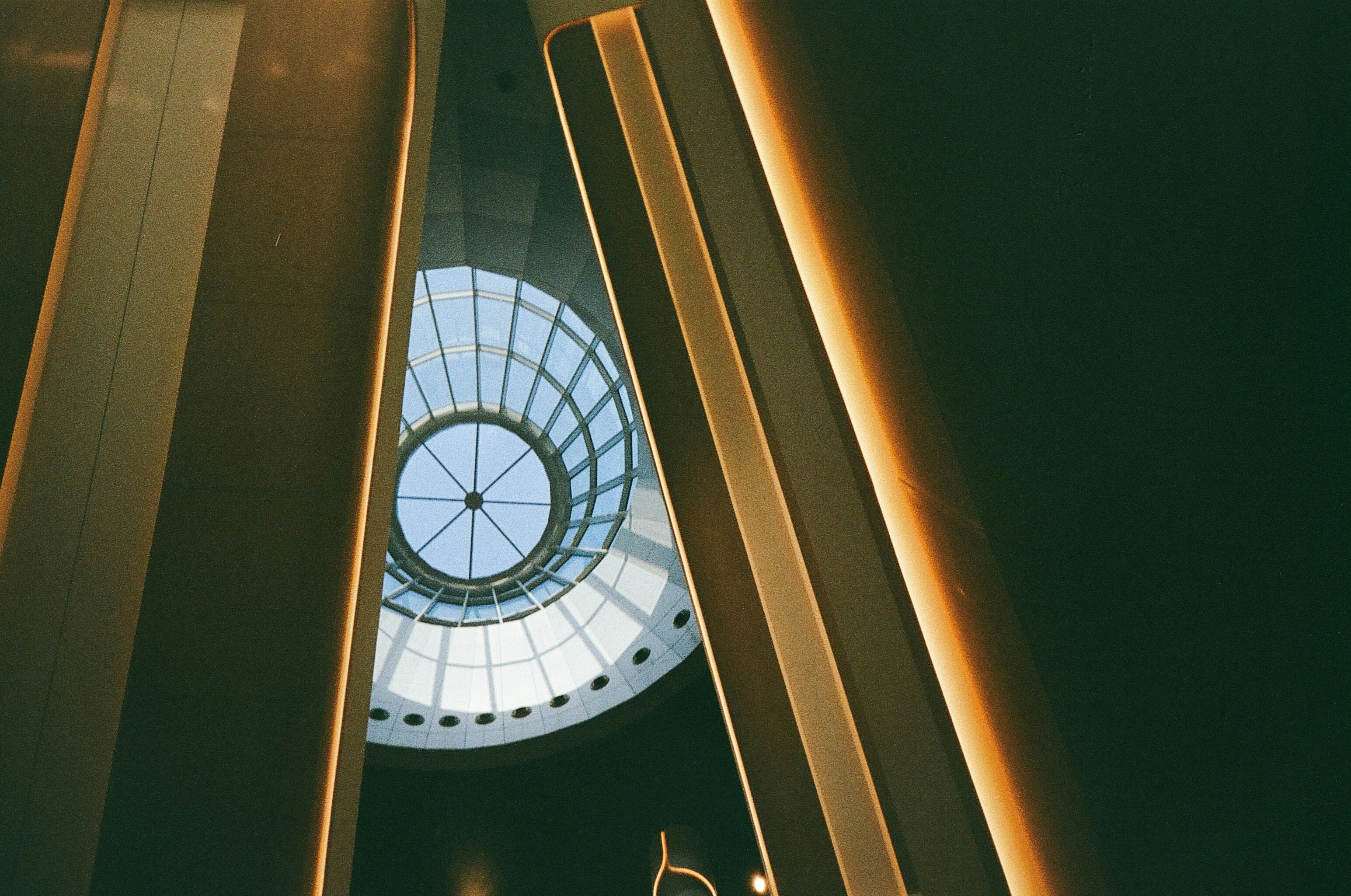 A modern building's circular skylight.