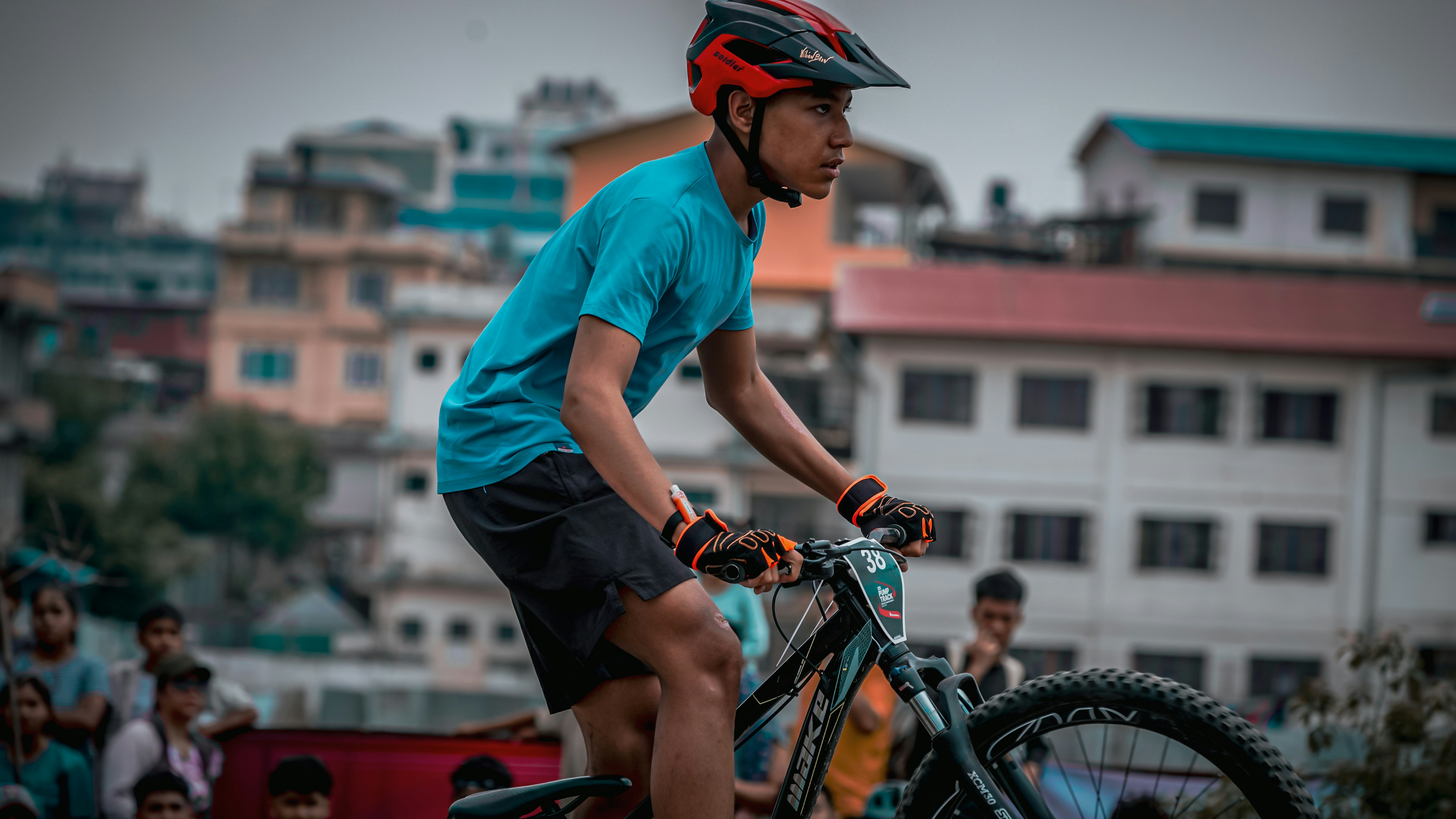 Young woman conquering mountain trails