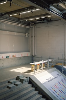 An empty, modern art gallery space.