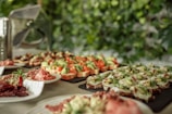 Buffet with delicious looking appetizers and snacks.