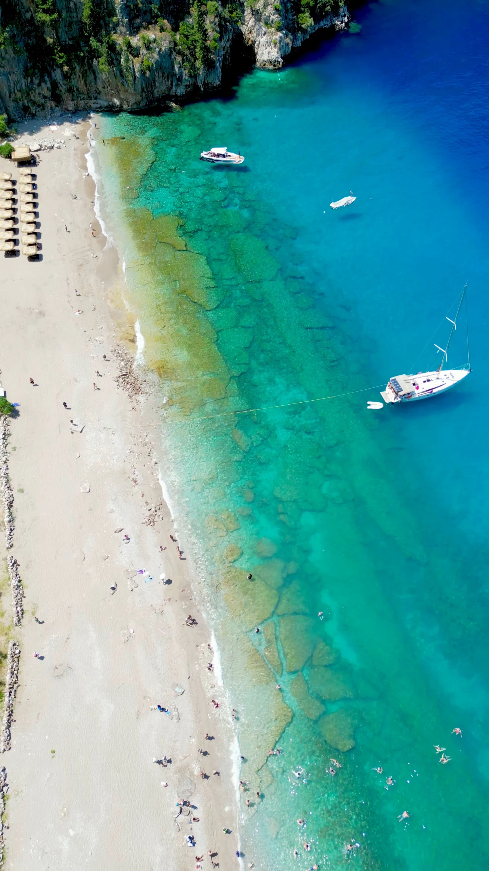 Aerial view of turquoise Butterfly Valley on Turkey's Mediterranean coast