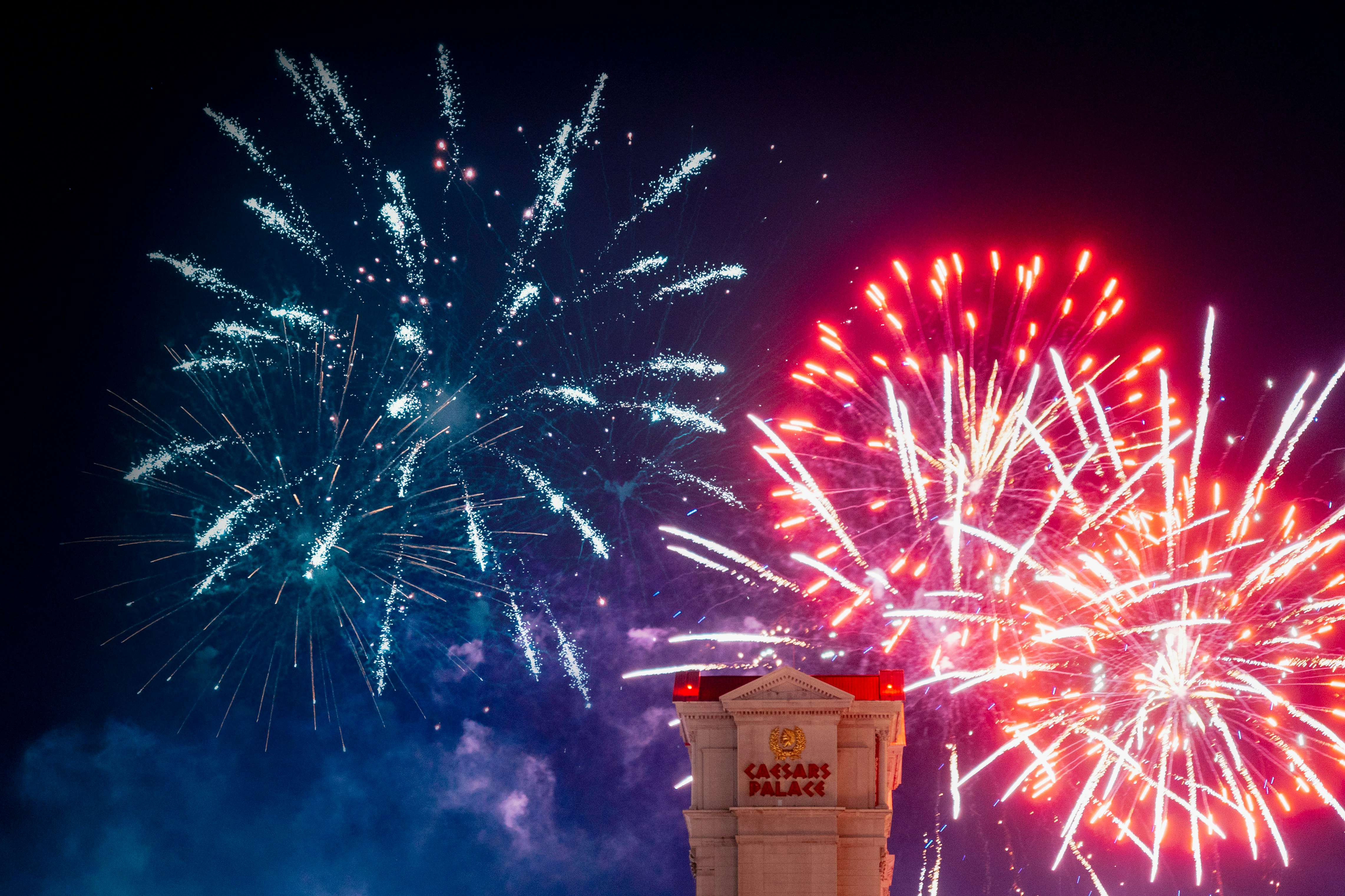 Fireworks light up the night sky in las vegas