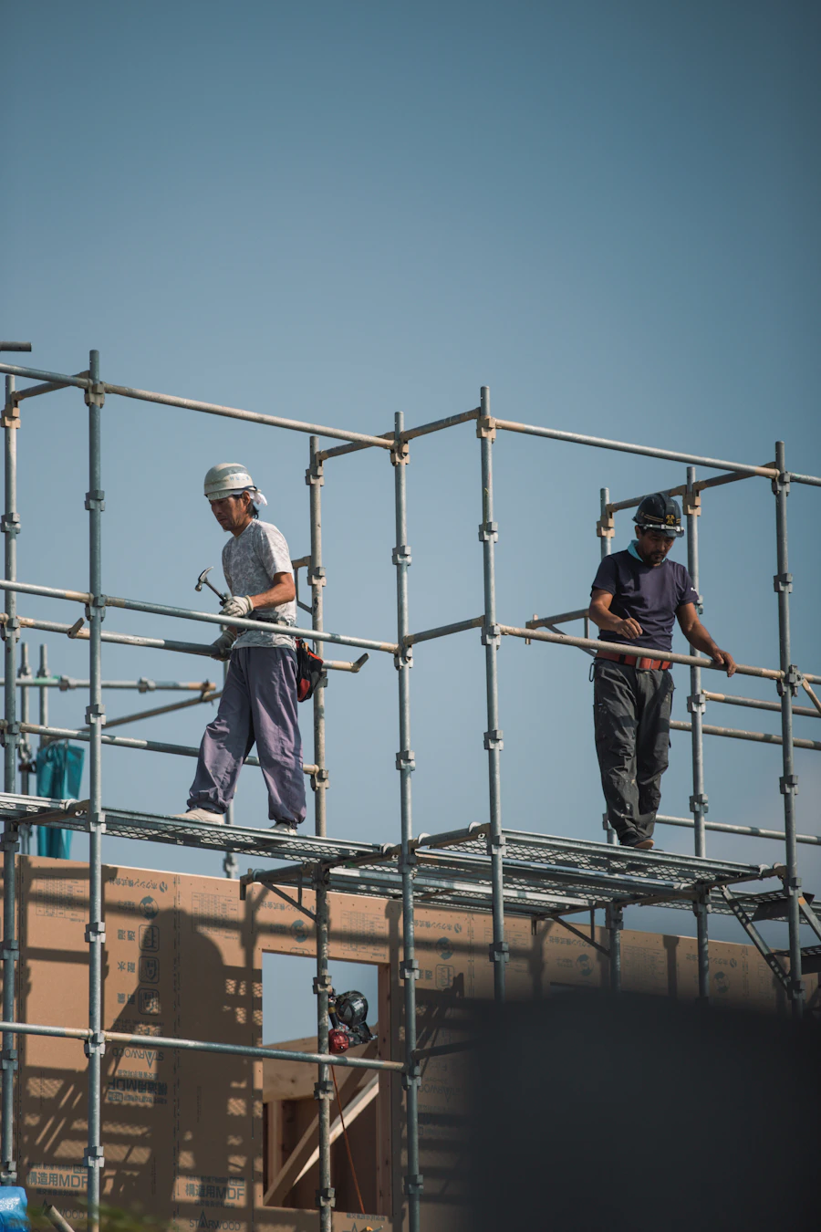 Work at height on scaffolding