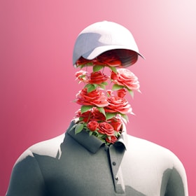 Roses bloom from where a head should be.