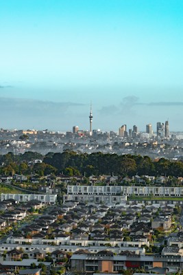 Auckland city skyline and harbour bridge