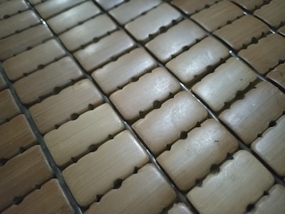 Close-up of a rectangular bamboo mat.