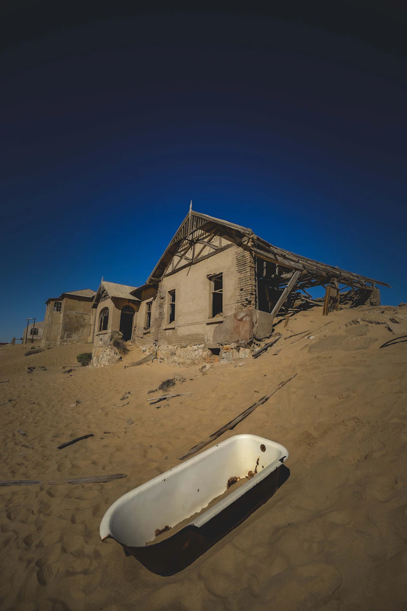Desert sand engulfs abandoned Kolmanskop house