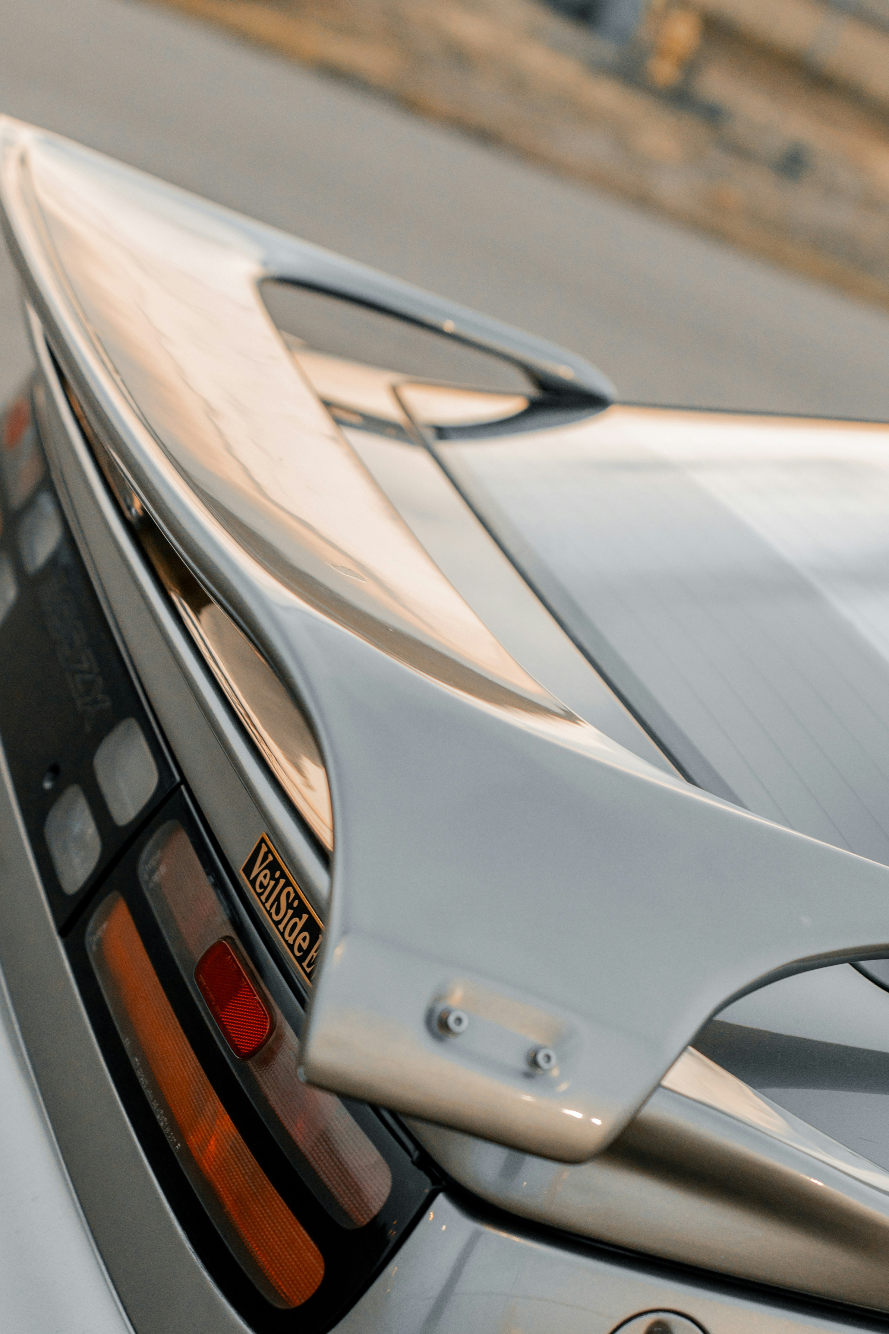 A close-up view of a car spoiler.