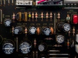 Close-up of a circuit board with various electronic components.