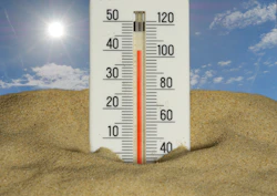 The thermometer shows a very hot temperature