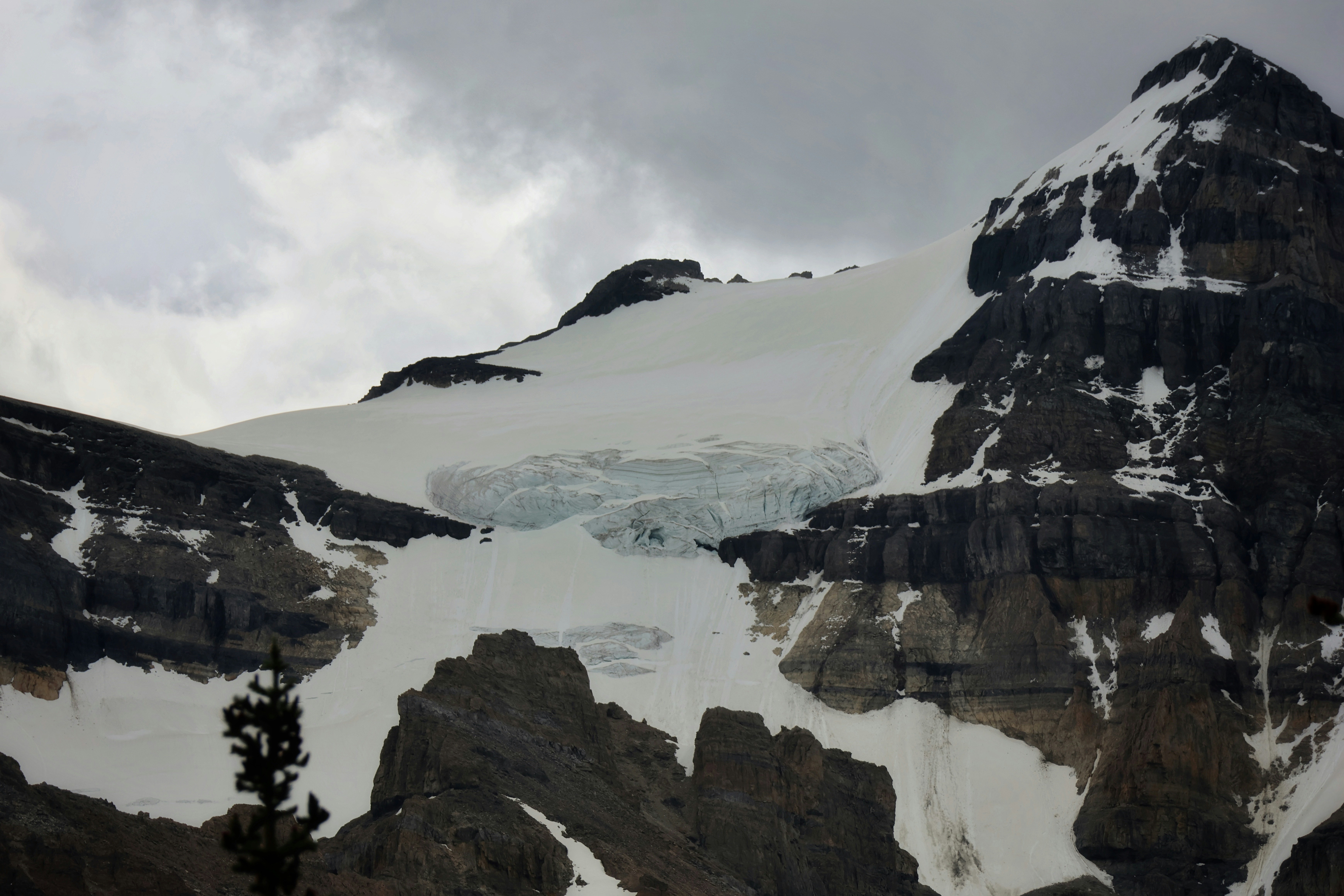 Mountain Glacier Under Cloudy Sky