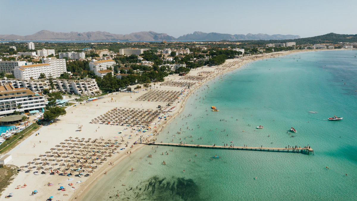 Long sandy beach at Alcudia, Majorca