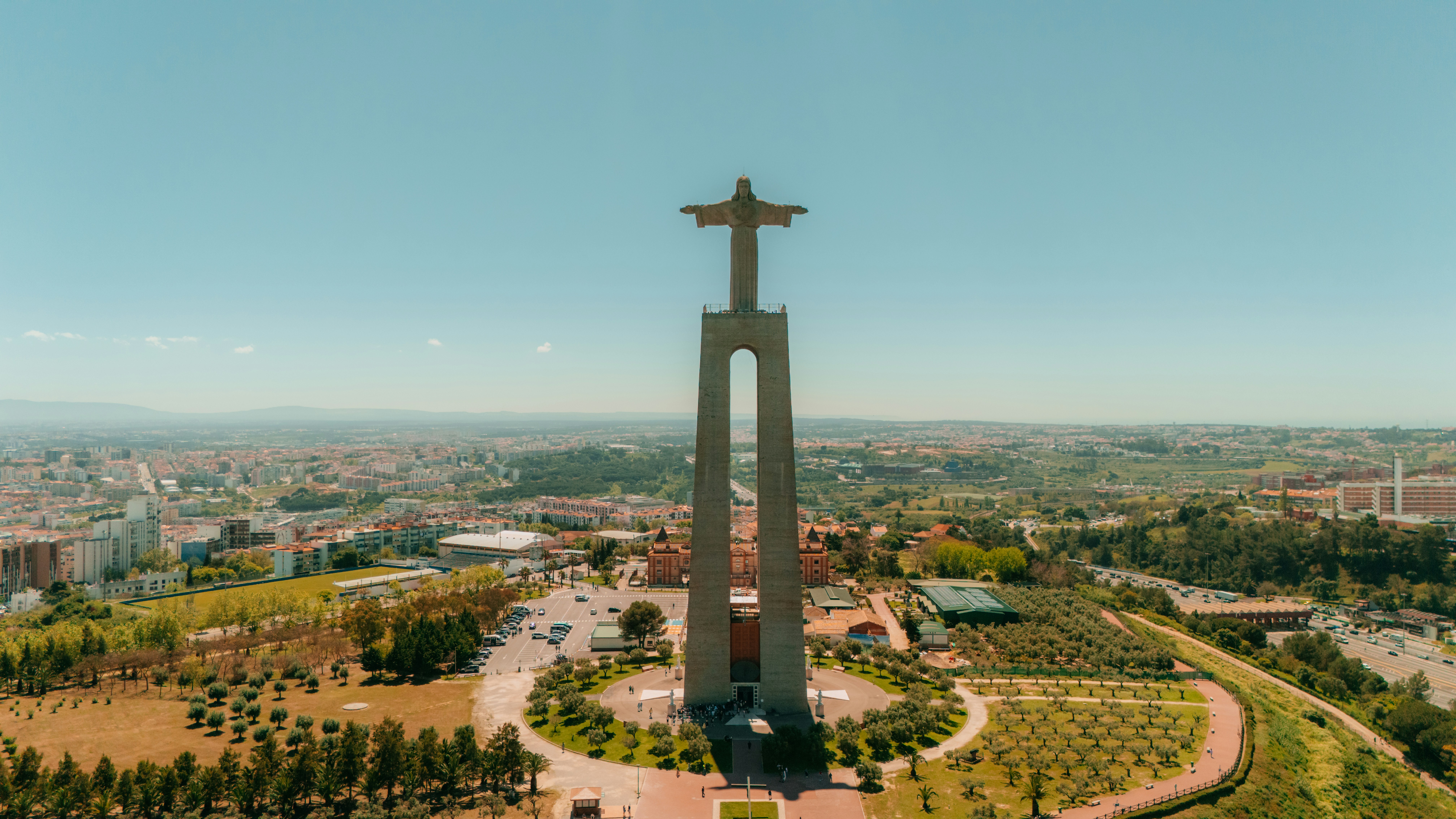 The christ the king statue stands tall in lisbon.