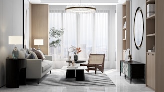 A bright and airy living room with modern decor.