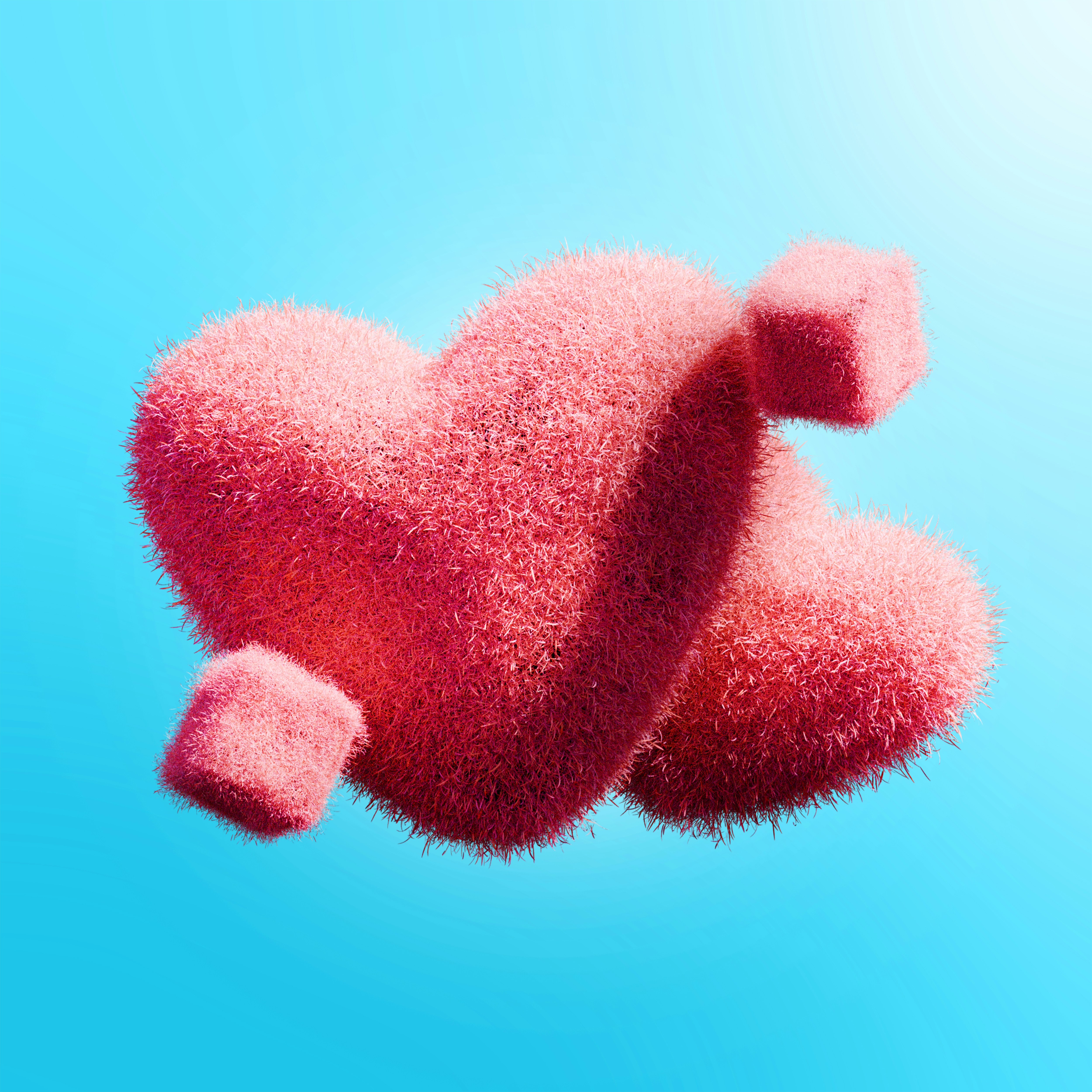 Two furry hearts are pierced by an arrow.