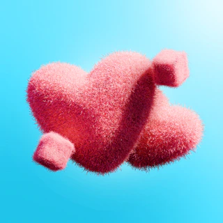 Two furry hearts are pierced by an arrow.