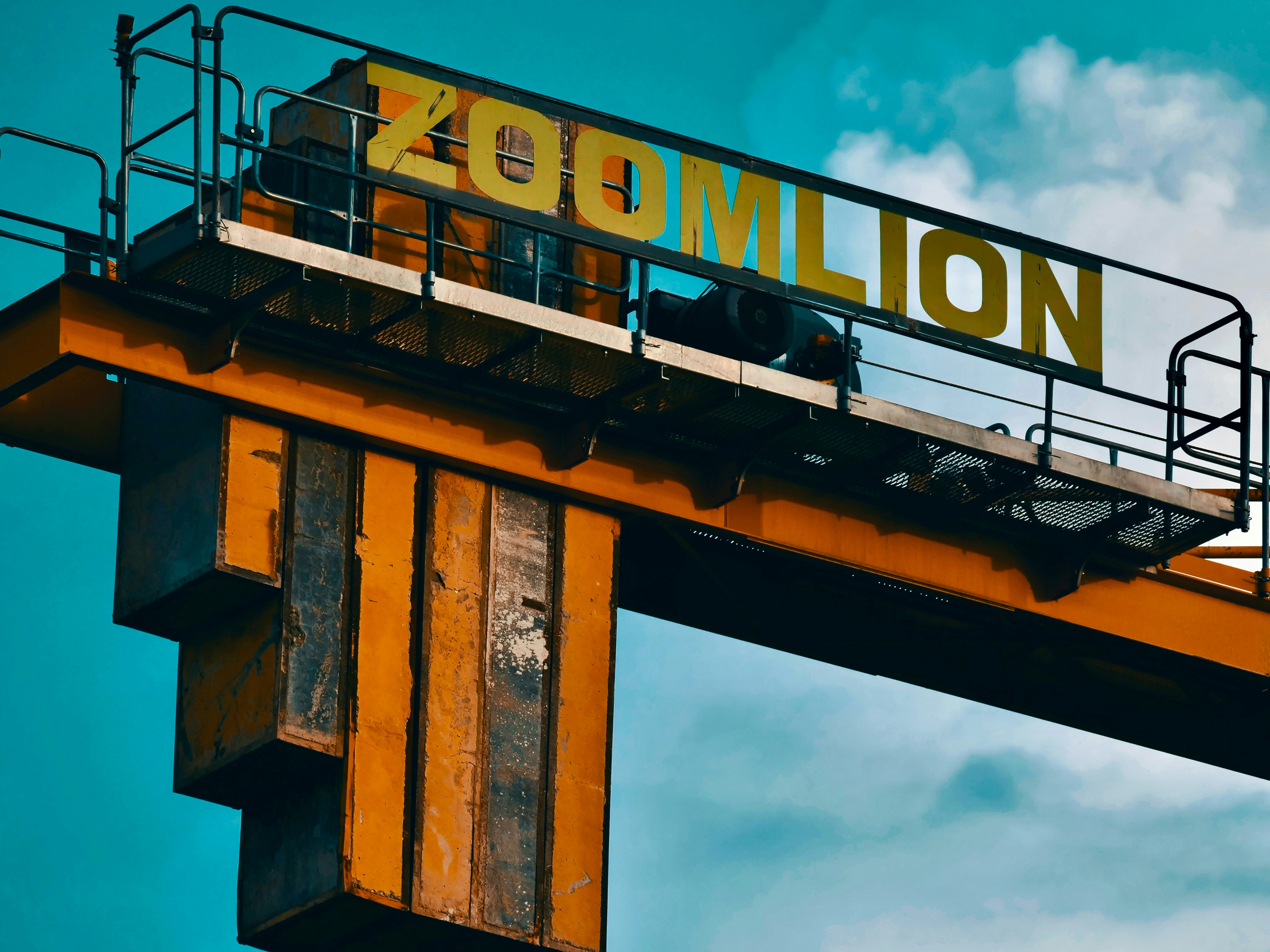 Zoom lion sign displayed on construction equipment.