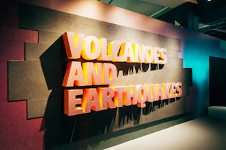 Volcanoes and earthquakes display in museum.
