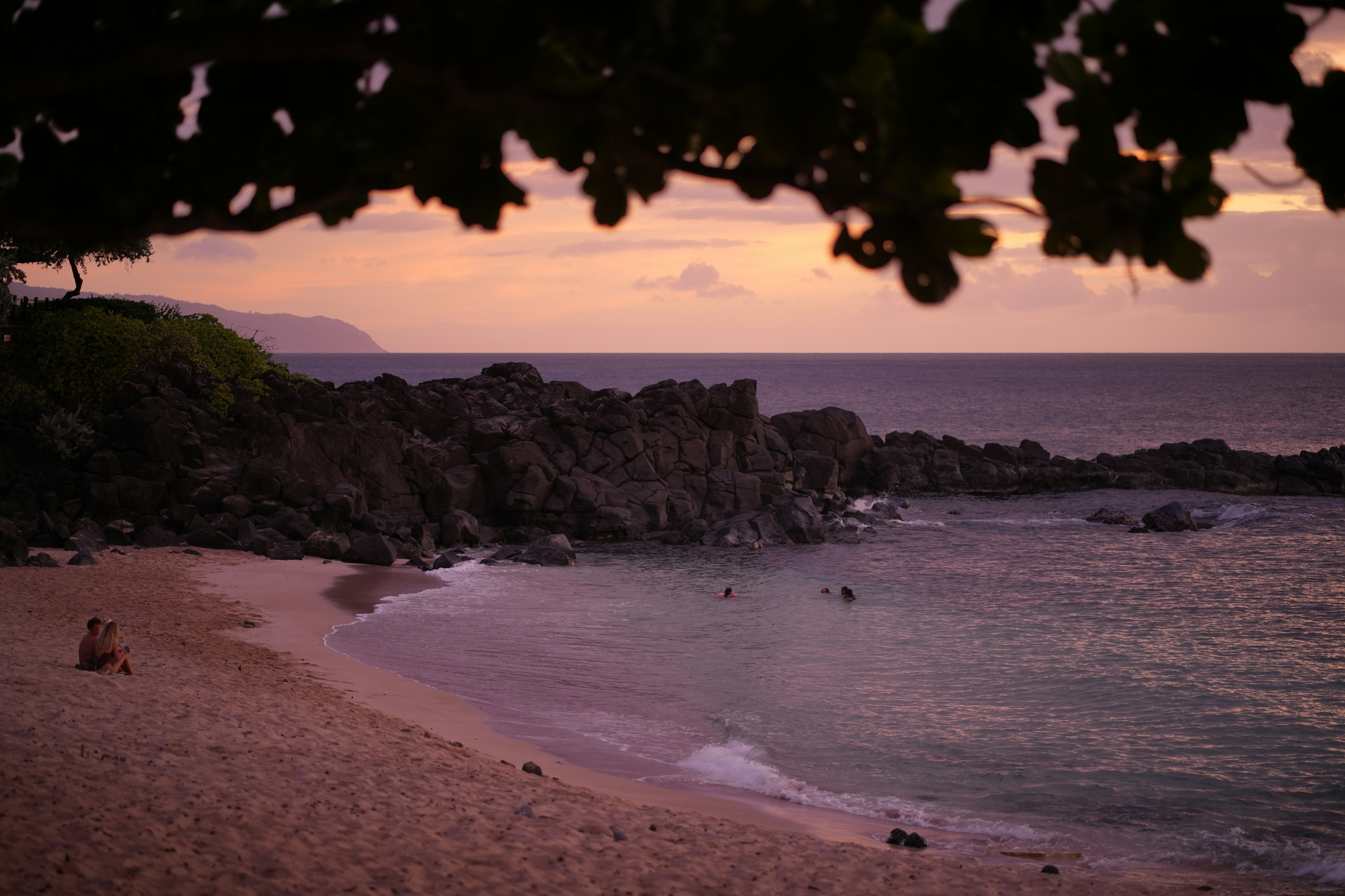 Magnifique coucher de soleil sur un paysage de plage serein.