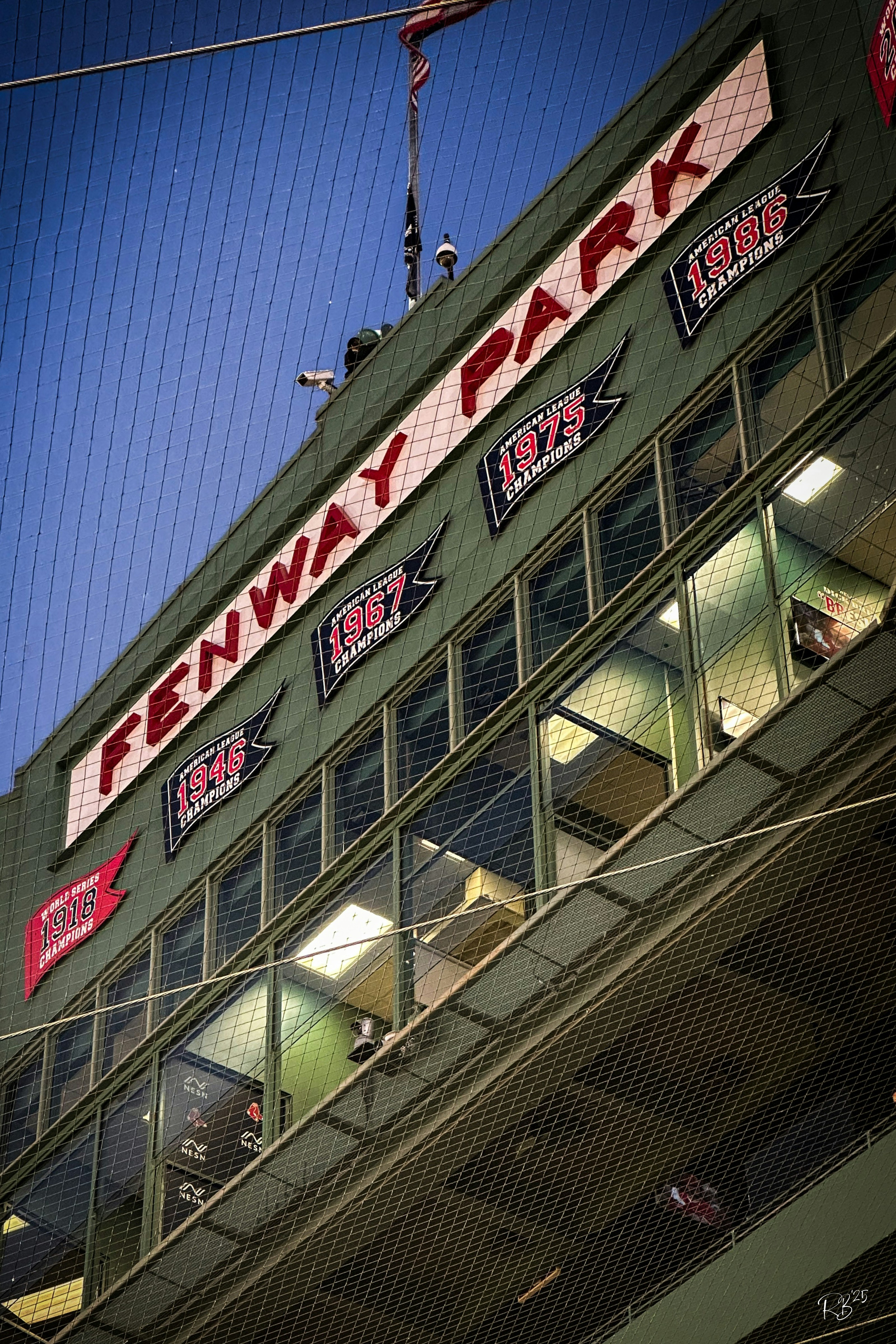 Fenway park's green monster is visible.