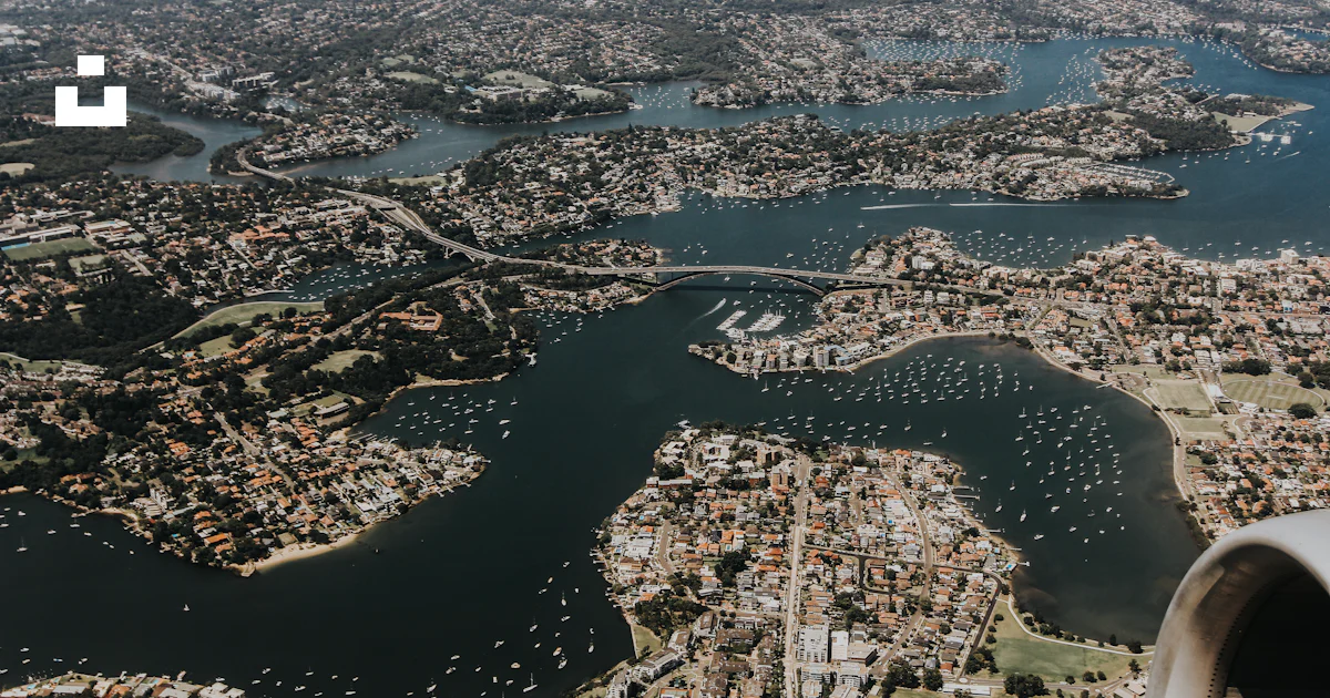 City Inlets Aerial view of a city with water inlets. photo – Free New zealand Image ...