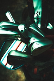 Golf clubs are packed inside the golf bag.