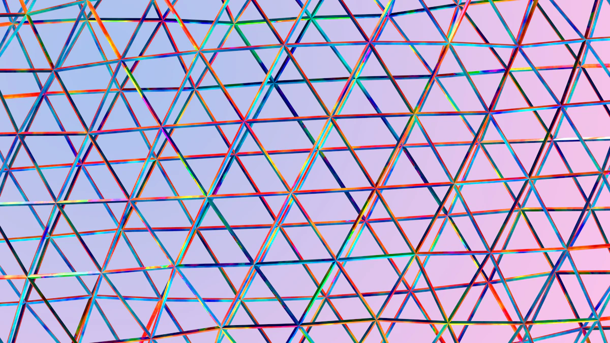 Colorful lines forming a geometric pattern