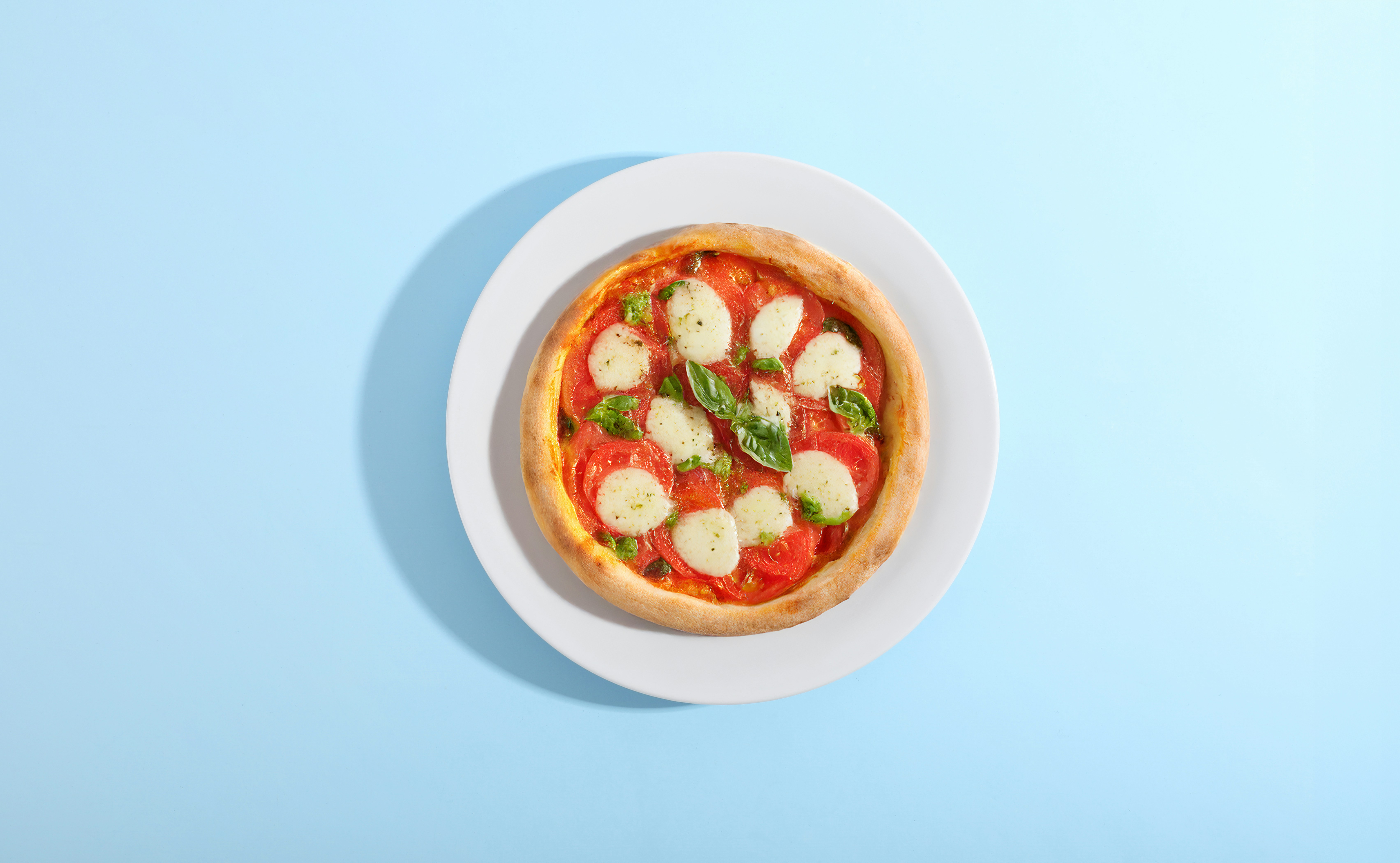 A delicious pizza sits on a white plate.