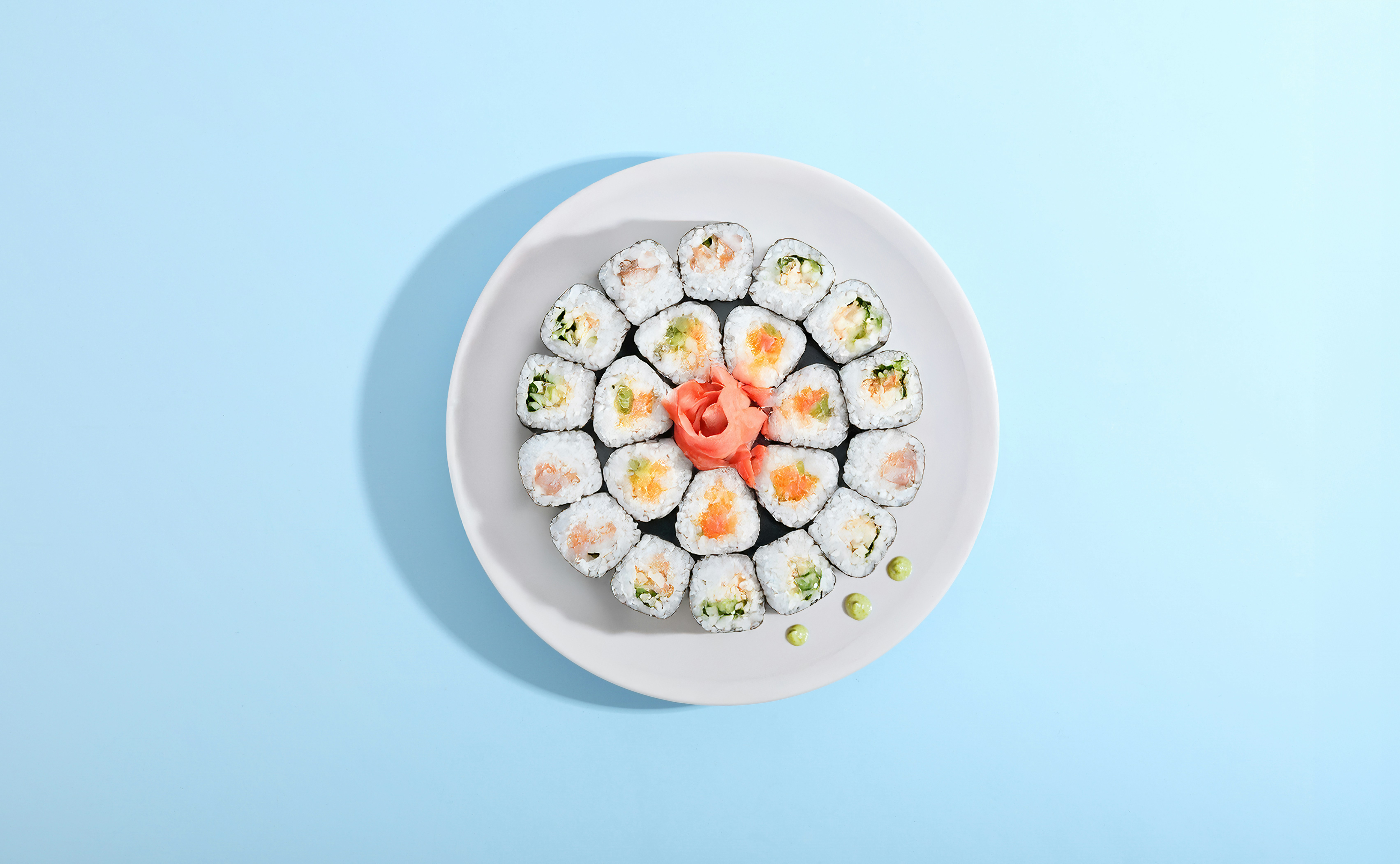 Artfully arranged sushi rolls