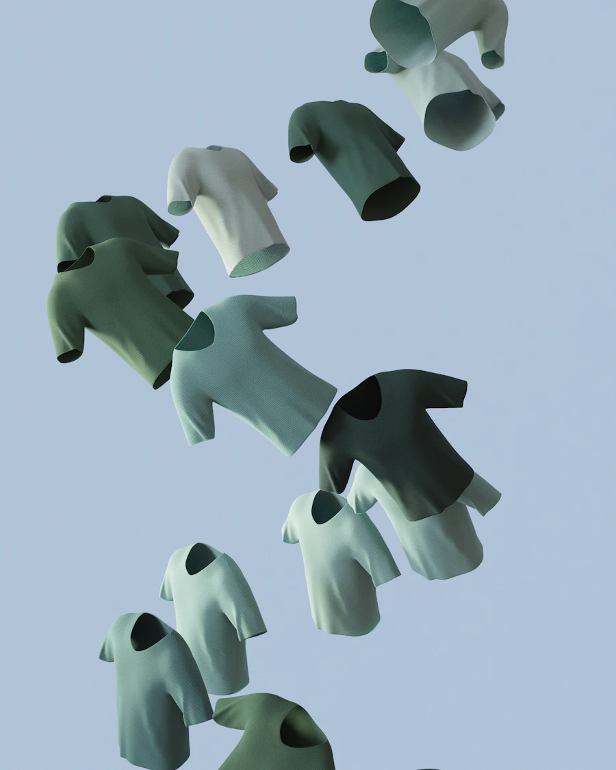 T-shirts floating on a plain background