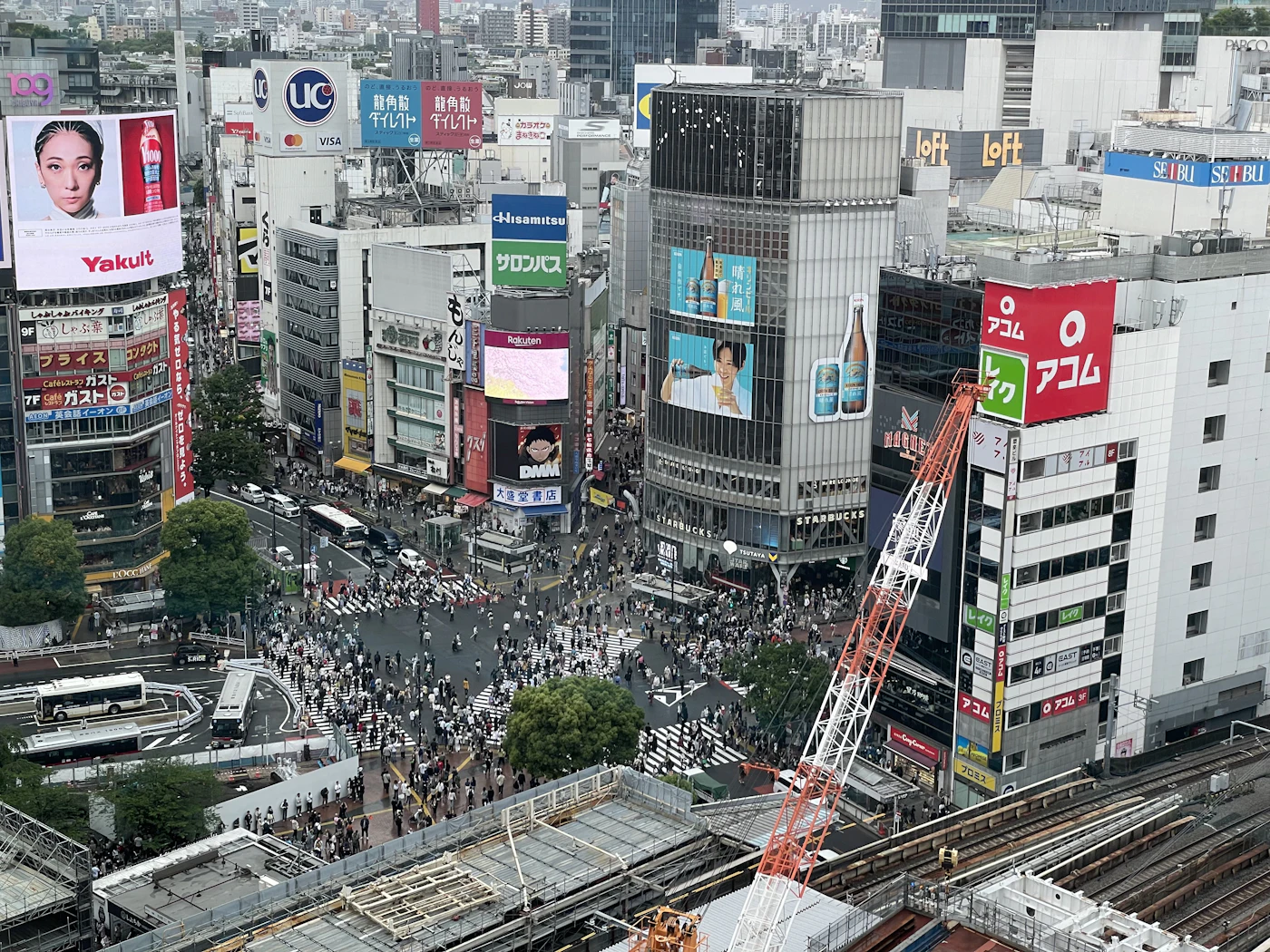 The Shibuya scramble crossing filled with people