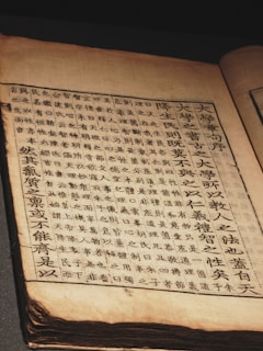 An open book displays ancient chinese text.