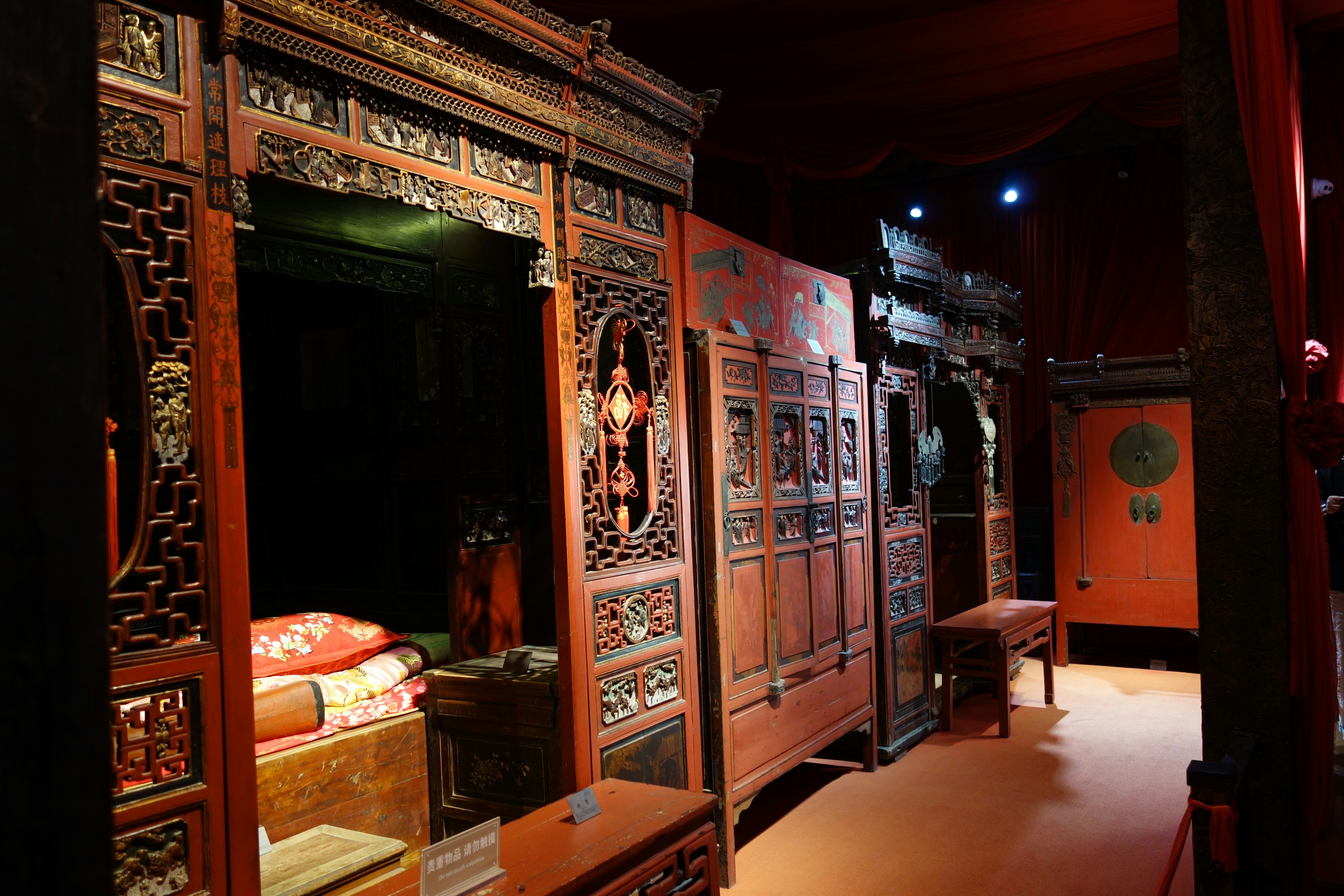 Intricately carved, antique chinese furniture.