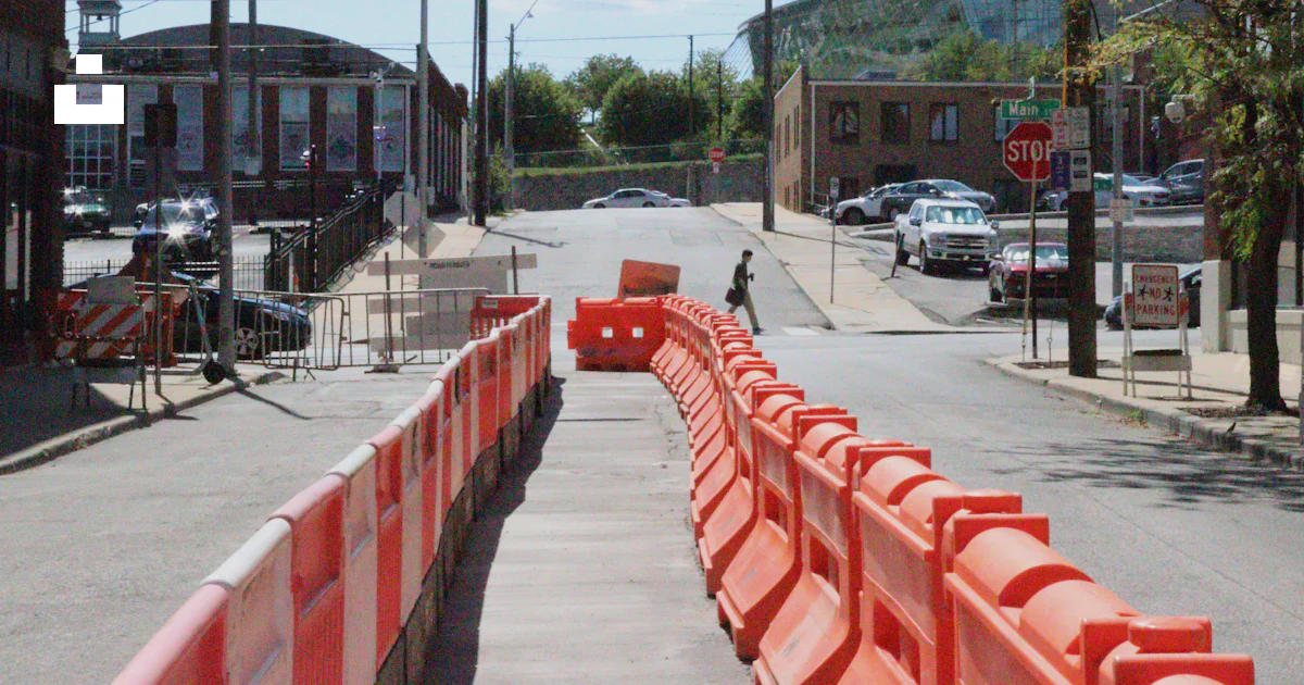 Blocks In Street Roadwork and barriers block a city street. photo – Free Car Image on ...