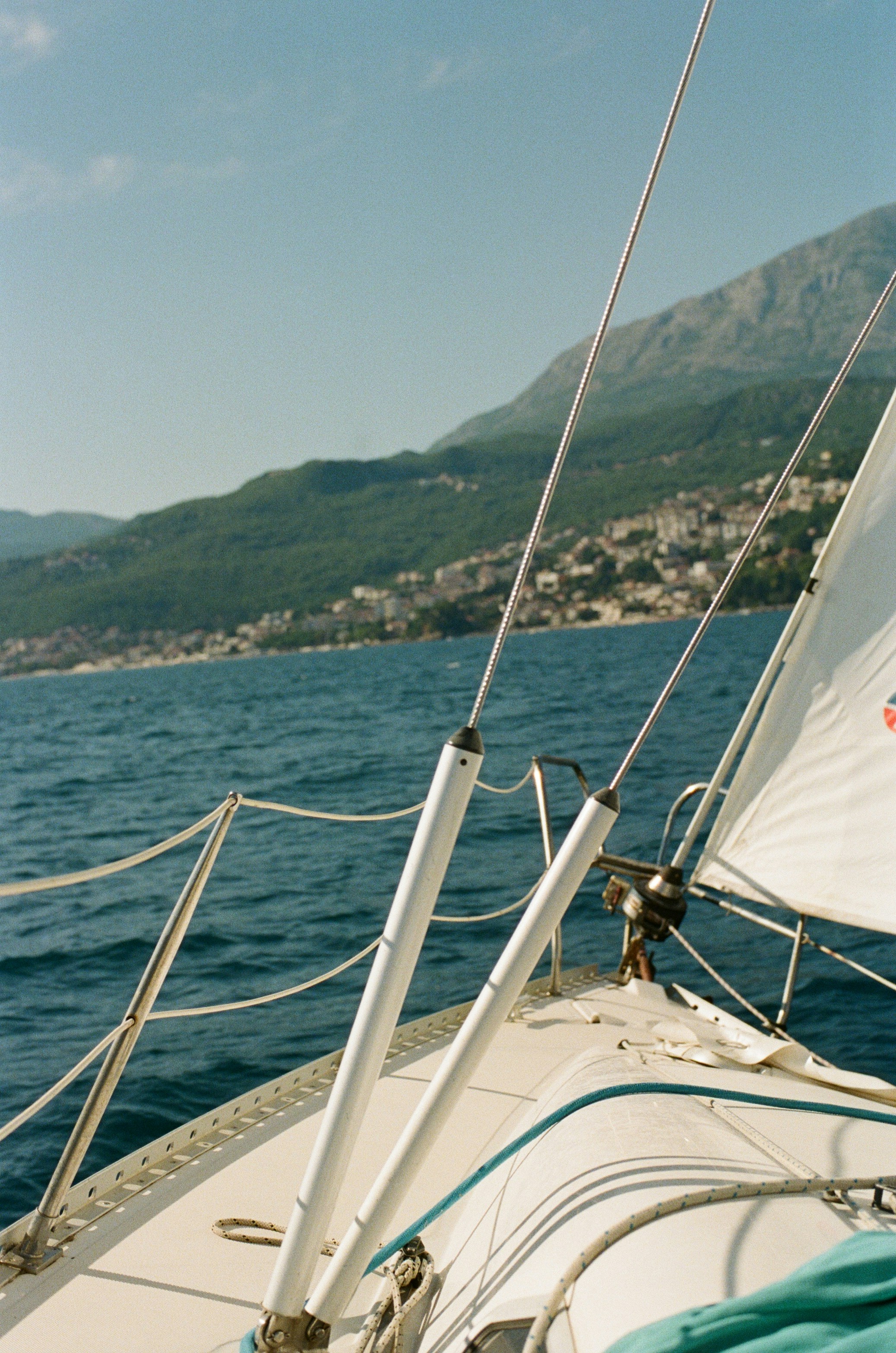 Sailing on the sea with a beautiful view.