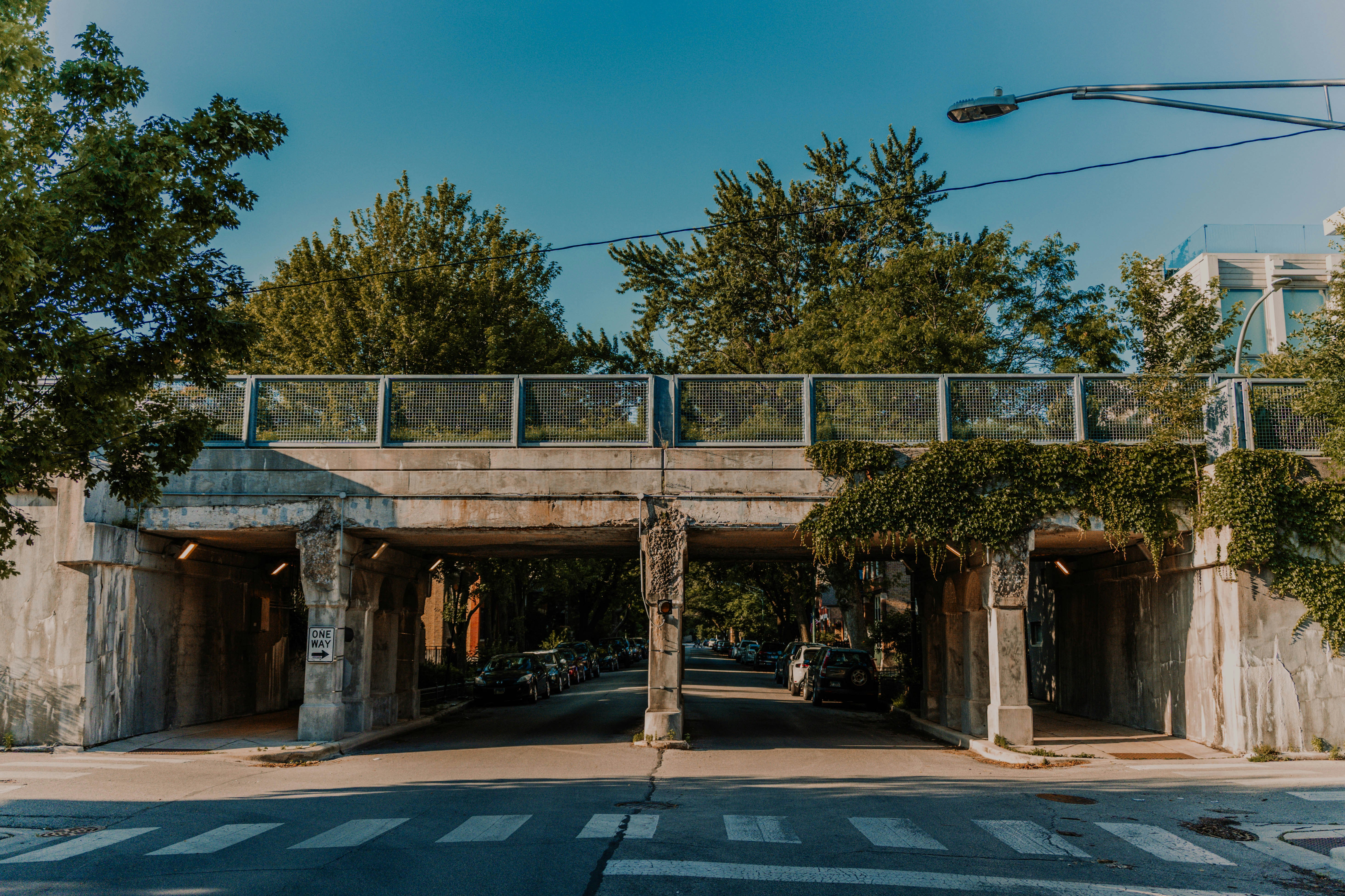 A tunnel underpass on a city street.