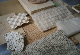 Different samples of natural materials are displayed