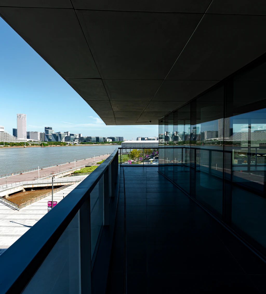 City view from a glazed balcony