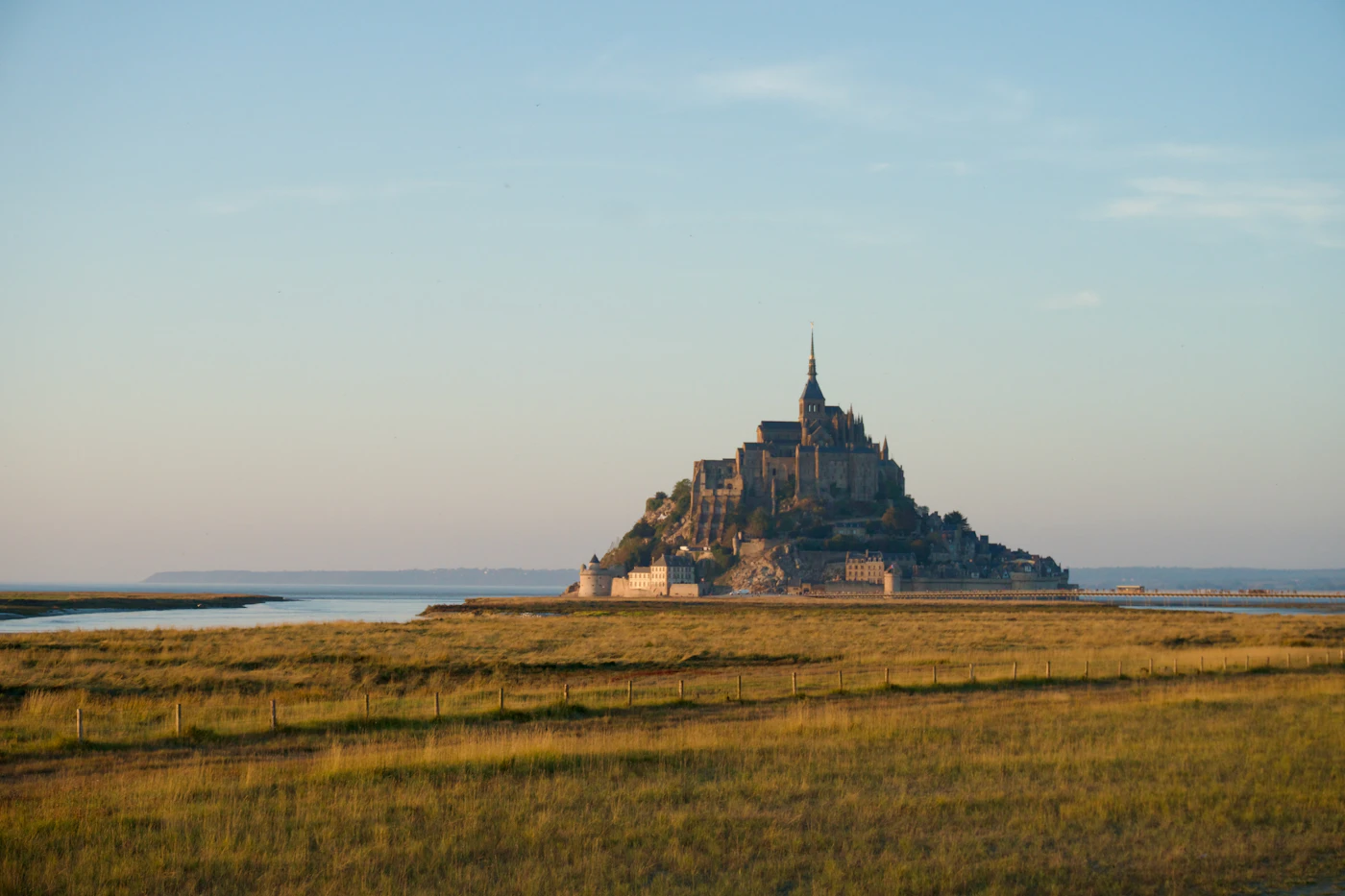 Mont Saint Michel rising above the tidal flats in Normandy