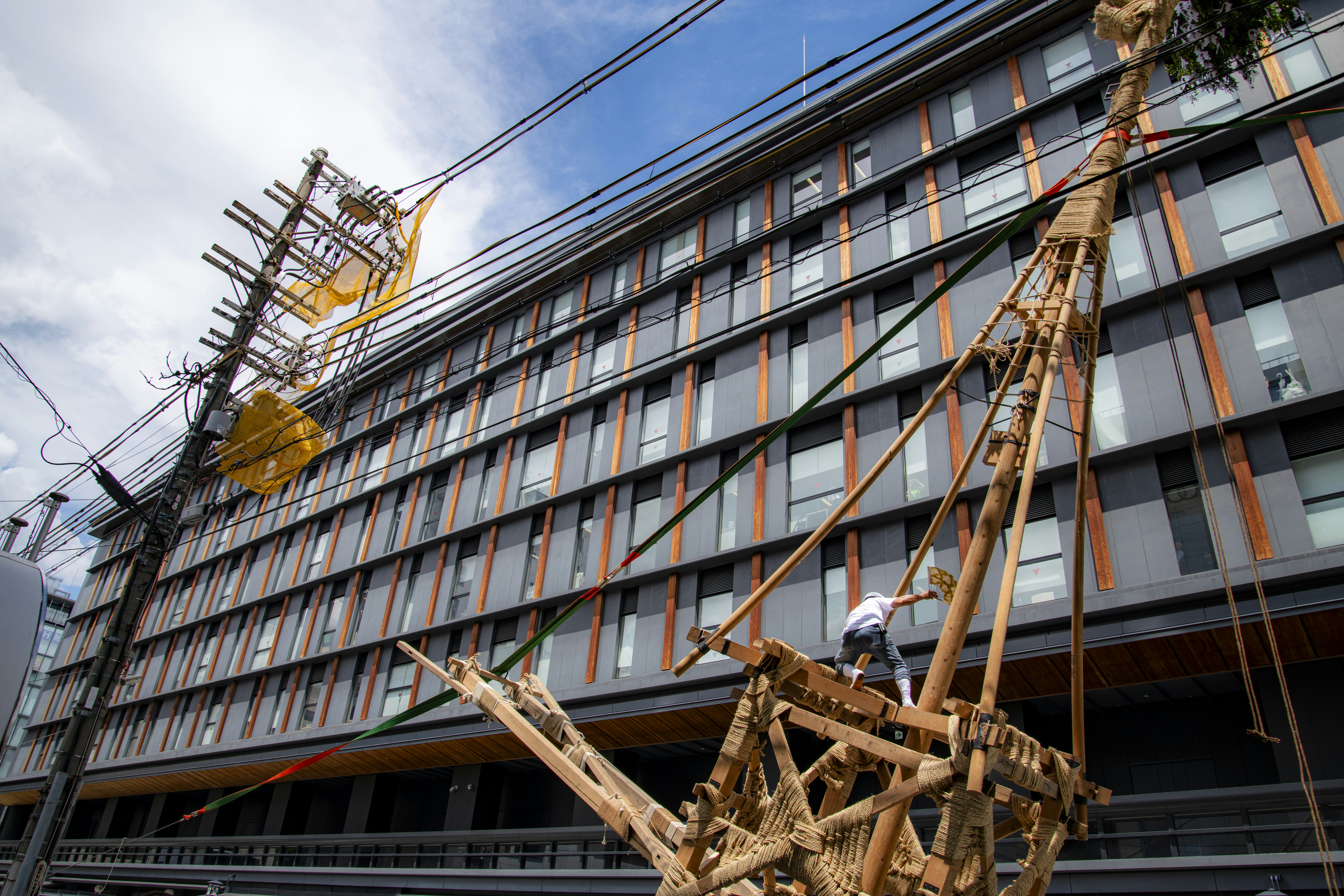 Construction work is underway on a building.