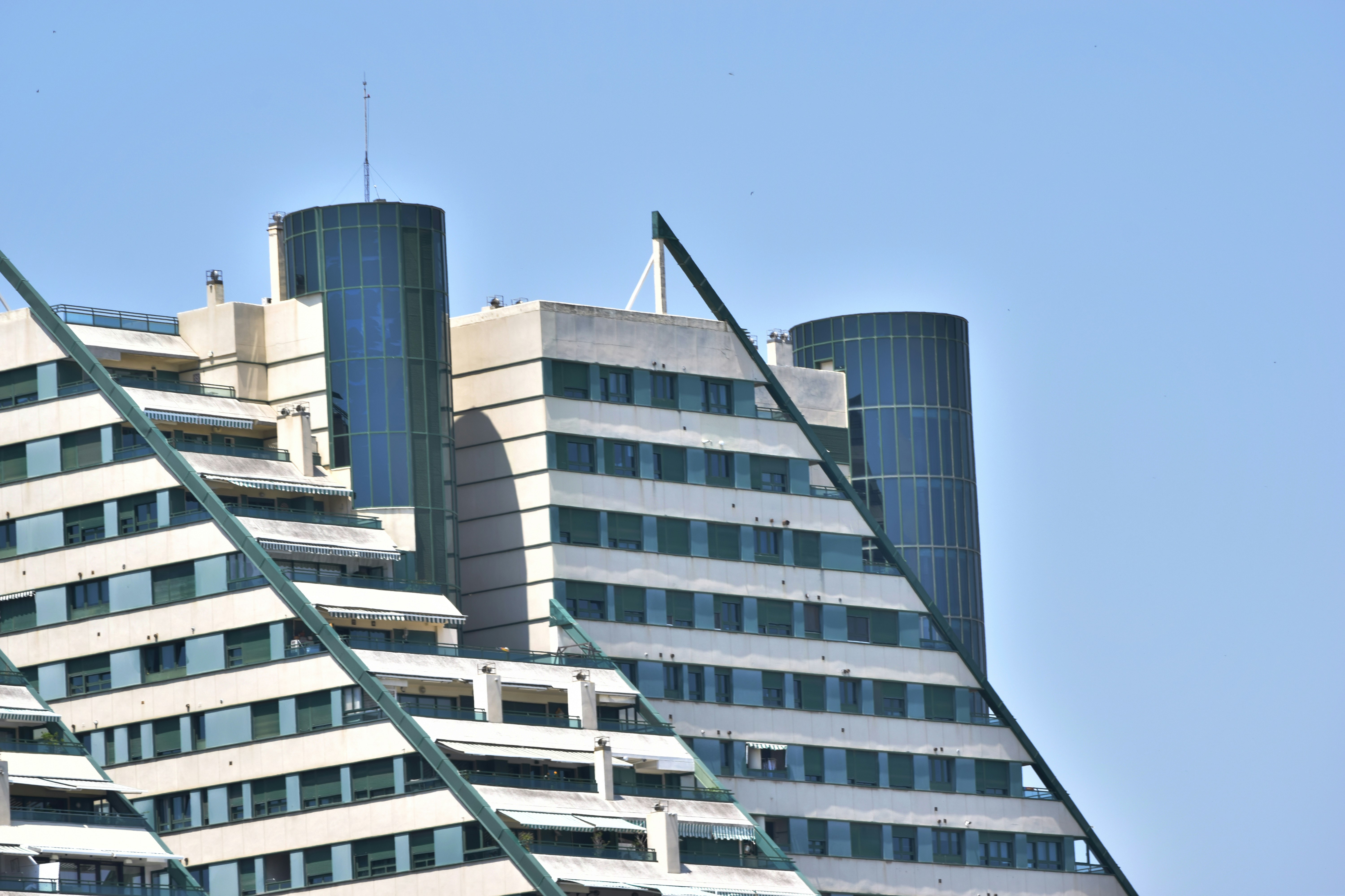 Modern building with unique architectural design.