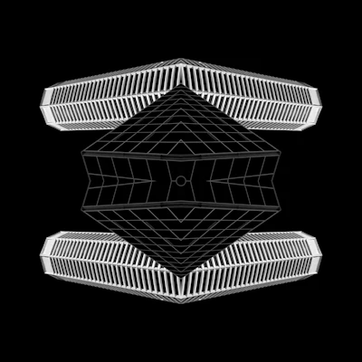 Dark symmetrical abstract architectural pattern