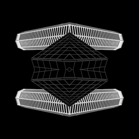 Abstract glass architecture against dark background