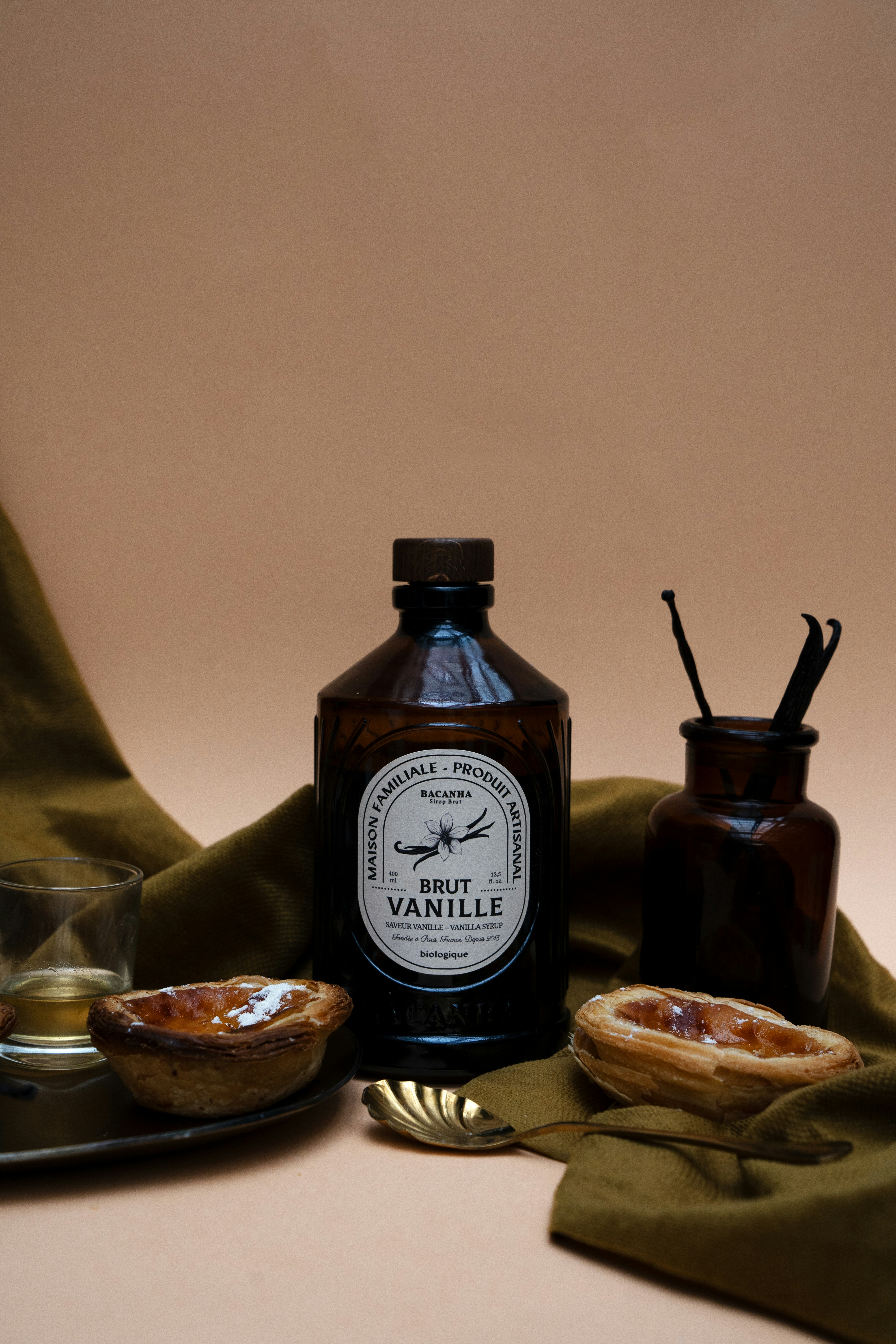 Vanilla and treats are displayed artfully.