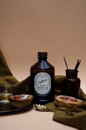 Vanilla and treats are displayed artfully.