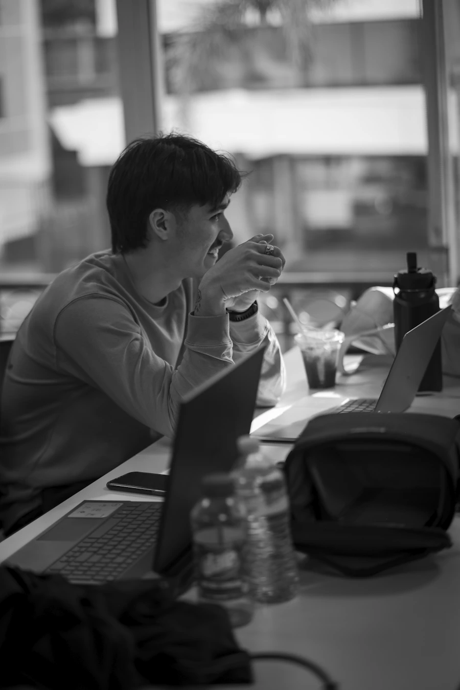A student working on a laptop during a training session
